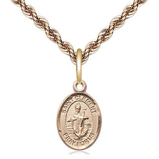 14kt Gold Saint Clement Medal Engraved Catholic Saint Jewelry