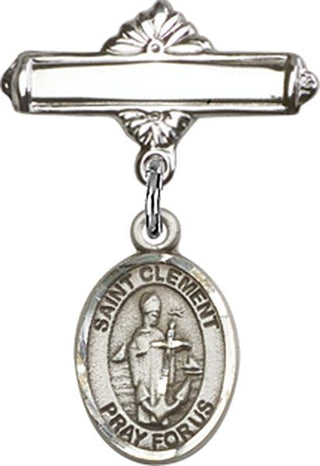 Sterling Silver Polished Badge Pin St. Clement Baby Badge - Engravable