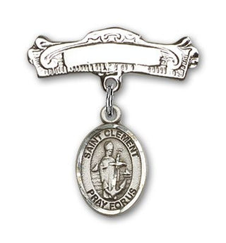 Sterling Silver Badge Pin St. Clement Baby Badge - Engravable
