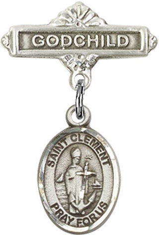 Sterling Silver Godchild St. Clement Baby Badge - Engravable