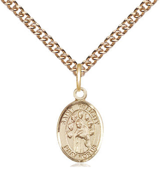 14kt Gold Saint Felicity Medal Engraved Catholic Saint Jewelry