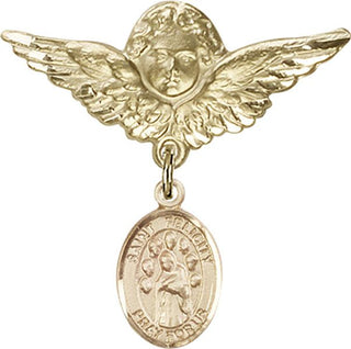 14kt Gold Filled Large Angel w/Wings St. Felicity Baby Badge - Engravable