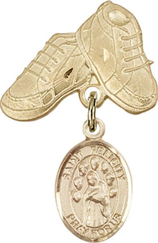 14kt Gold Baby Boots St. Felicity Baby Badge - Engravable