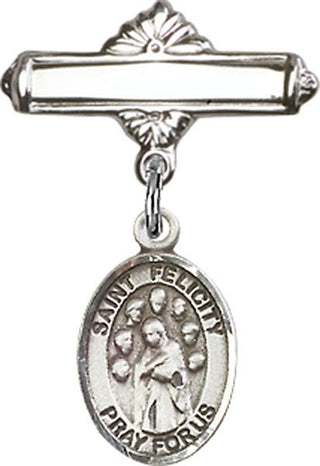 Sterling Silver Polished Badge Pin St. Felicity Baby Badge - Engravable