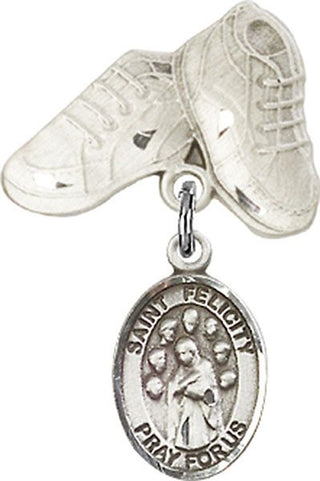 Sterling Silver Baby Boots St. Felicity Baby Badge - Engravable