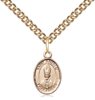 14kt Gold Filled Saint Anselm of Canterbury Medal Religious and Catholic Jewelry Engraved Catholic Saint Jewelry