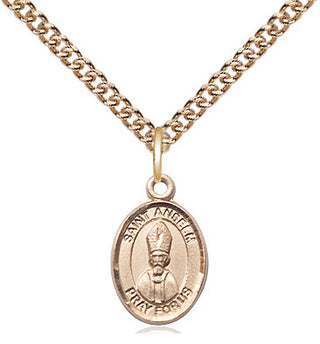 14kt Gold Saint Anselm of Canterbury Medal Engraved Catholic Saint Jewelry