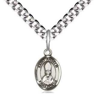 Pewter Saint Anselm of Canterbury Medal Religious and Catholic Jewelry Engraved Catholic Saint Jewelry
