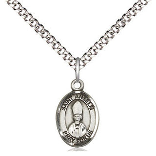 Pewter Saint Anselm of Canterbury Medal Religious and Catholic Jewelry Engraved Catholic Saint Jewelry