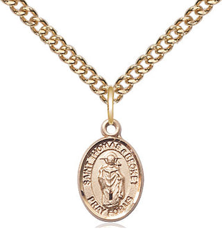 14kt Gold Saint Thomas A Becket Medal Engraved Catholic Saint Jewelry
