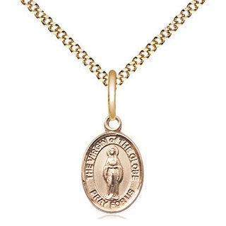 14kt Gold Filled Virgin of the Globe Medal Religious and Catholic Jewelry Engraved Catholic Saint Jewelry