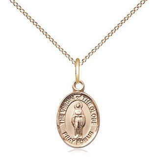 14kt Gold Filled Virgin of the Globe Medal Religious and Catholic Jewelry Engraved Catholic Saint Jewelry
