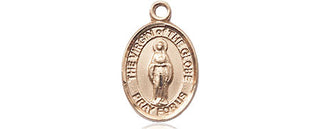 14kt Gold Virgin of the Globe Medal Engraved Catholic Saint Jewelry