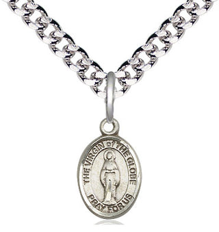 Pewter Virgin of the Globe Medal Religious and Catholic Jewelry Engraved Catholic Saint Jewelry