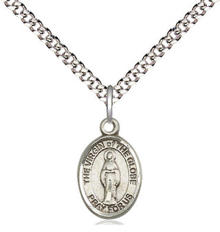 Pewter Virgin of the Globe Medal Religious and Catholic Jewelry Engraved Catholic Saint Jewelry
