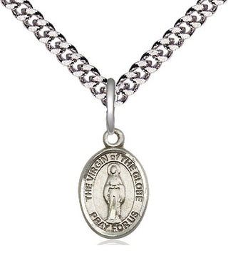 Pewter Virgin of the Globe Medal Religious and Catholic Jewelry Engraved Catholic Saint Jewelry