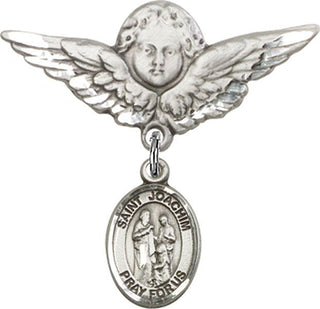 Sterling Silver Large Angel w/Wings St. Joachim Baby Badge - Engravable