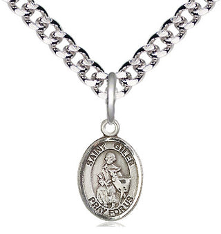 Pewter Saint Giles Medal Religious and Catholic Jewelry Engraved Catholic Saint Jewelry