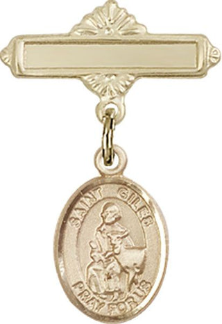 14kt Gold Filled Polished Badge Pin St. Giles Baby Badge - Engravable
