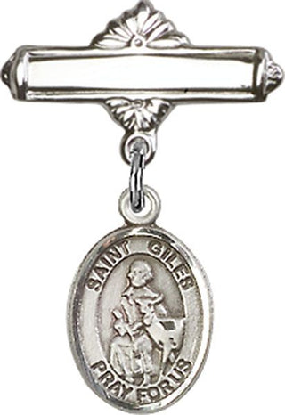 Sterling Silver Polished Badge Pin St. Giles Baby Badge - Engravable