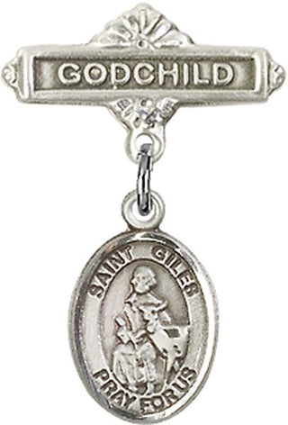 Sterling Silver Godchild St. Giles Baby Badge - Engravable