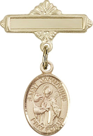14kt Gold Filled Polished Badge Pin St. Januarius Baby Badge - Engravable