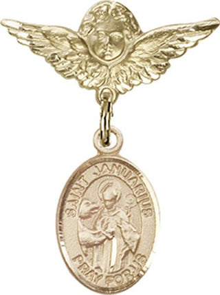 14kt Gold Filled Small Angel w/Wings St. Januarius Baby Badge - Engravable