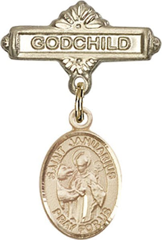 14kt Gold Godchild St. Januarius Baby Badge - Engravable