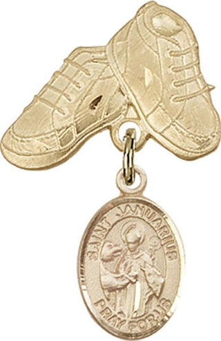 14kt Gold Baby Boots St. Januarius Baby Badge - Engravable