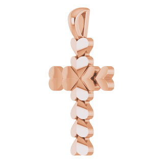 14K Rose 20.76x11.43 mm Heart Cross Pendant