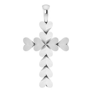 Platinum 20.76x11.43 mm Heart Cross Pendant