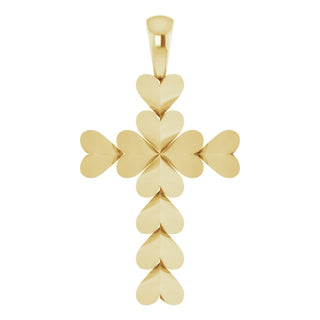 14K Yellow 20.76x11.43 mm Heart Cross Pendant