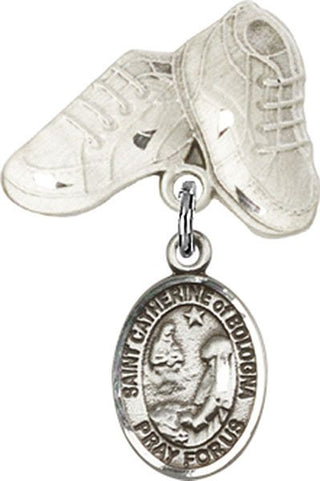 Sterling Silver Baby Boots St. Catherine of Bologna Baby Badge - Engravable