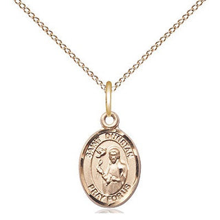 14kt Gold Saint Dunstan Medal Engraved Catholic Saint Jewelry