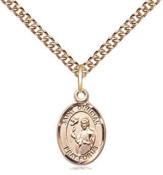 14kt Gold Saint Dunstan Medal Engraved Catholic Saint Jewelry