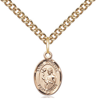 14kt Gold Saint Dunstan Medal Engraved Catholic Saint Jewelry