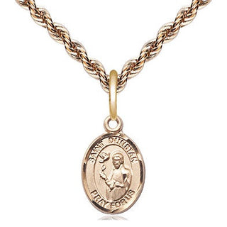 14kt Gold Saint Dunstan Medal Engraved Catholic Saint Jewelry