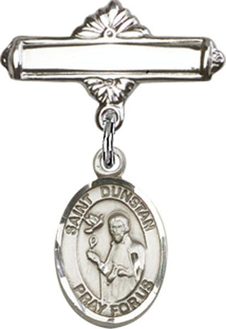 Sterling Silver Polished Badge Pin St. Dunstan Baby Badge - Engravable