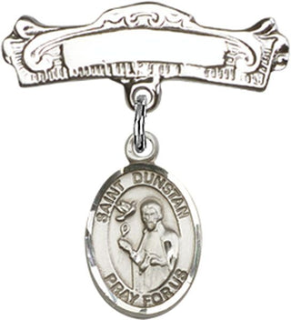 Sterling Silver Badge Pin St. Dunstan Baby Badge - Engravable