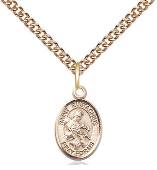 14kt Gold Saint Eustachius Medal Engraved Catholic Saint Jewelry