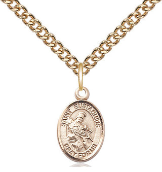 14kt Gold Saint Eustachius Medal Engraved Catholic Saint Jewelry