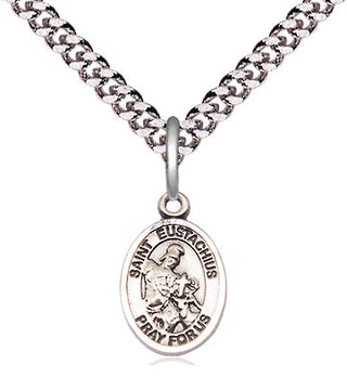Pewter Saint Eustachius Medal Religious and Catholic Jewelry Engraved Catholic Saint Jewelry