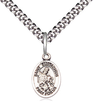Pewter Saint Eustachius Medal Religious and Catholic Jewelry Engraved Catholic Saint Jewelry