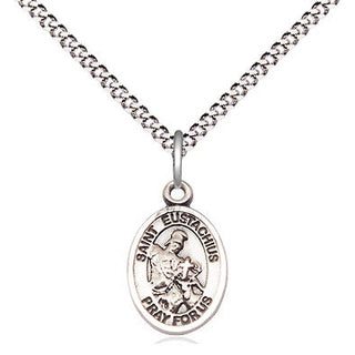 Sterling Silver Saint Eustachius Medal Religious and Catholic Jewelry Engraved Catholic Saint Jewelry