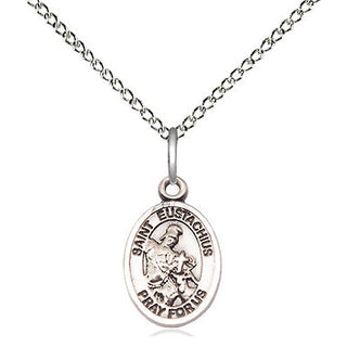 Sterling Silver Saint Eustachius Medal Religious and Catholic Jewelry Engraved Catholic Saint Jewelry