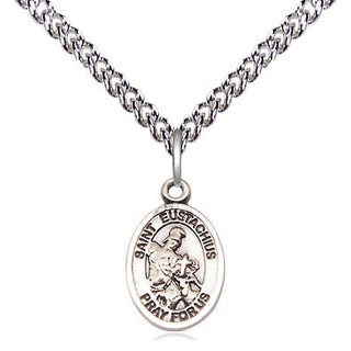 Sterling Silver Saint Eustachius Medal Religious and Catholic Jewelry Engraved Catholic Saint Jewelry