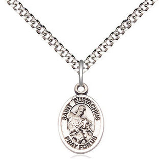 Sterling Silver Saint Eustachius Medal Religious and Catholic Jewelry Engraved Catholic Saint Jewelry