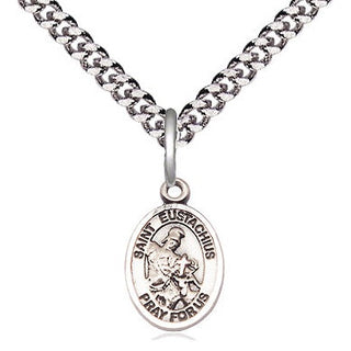 Sterling Silver Saint Eustachius Medal Religious and Catholic Jewelry Engraved Catholic Saint Jewelry