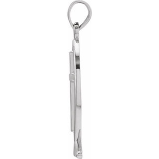14K White 19x9 mm Fish with Cross Pendant