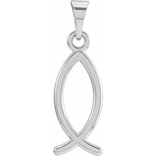 14K White 20x7 mm Ichthus (Fish) Pendant 